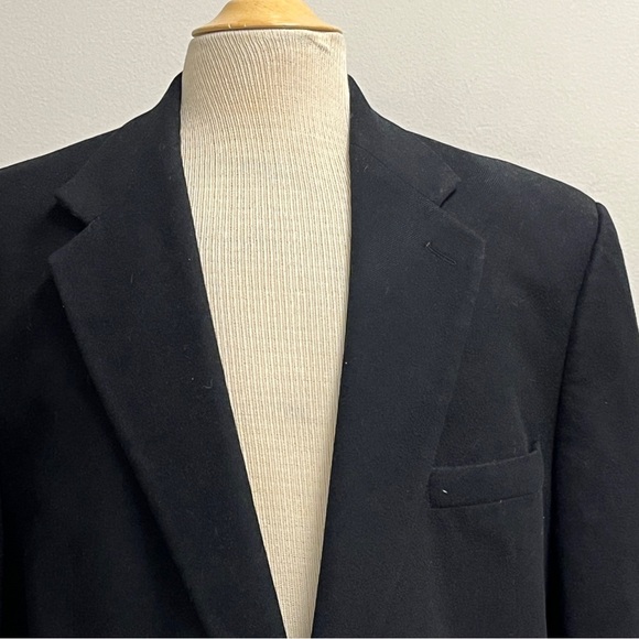 ASCOT SHOP THE BROKER 100% CASHMERE black 2 button blazer classic 44 Long - Picture 4 of 8